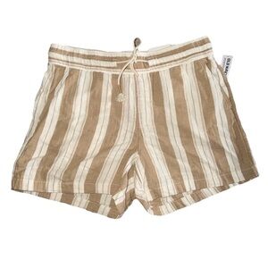 Old Navy Tan Striped Elastic Waist Casual Shorts Drawstring Women’s Size M NWT